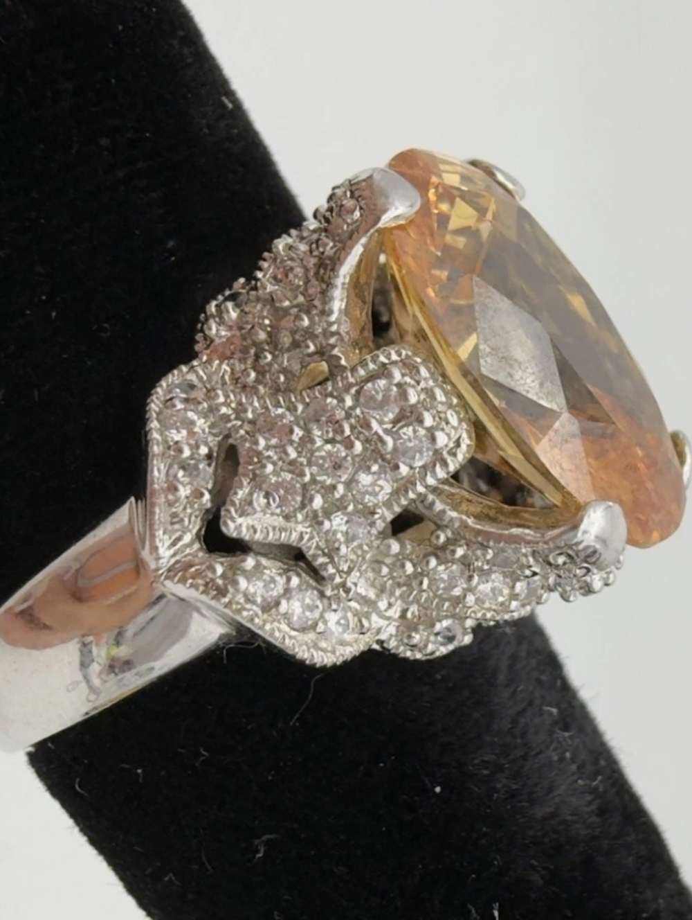 Joseph Esposito sterling silver diamonique amber citrine ring